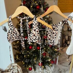 Leopard print tie back bikini